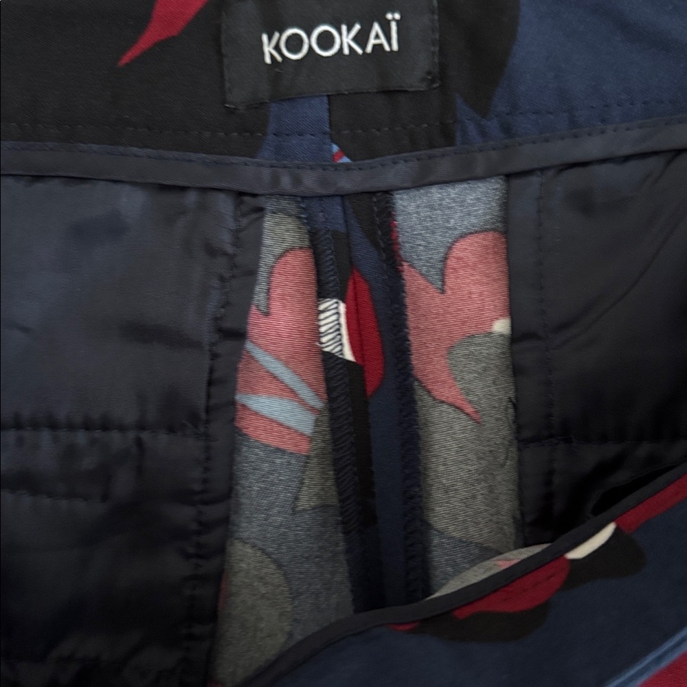 Kookai Navy and Red Floral Trousers - Picture 2 of 5